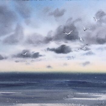 Peinture intitulée "Albatrosses" par Eugenia Gorbacheva, Œuvre d'art originale, Aquarelle