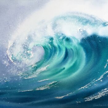 Peinture intitulée "Wave #5" par Eugenia Gorbacheva, Œuvre d'art originale, Aquarelle