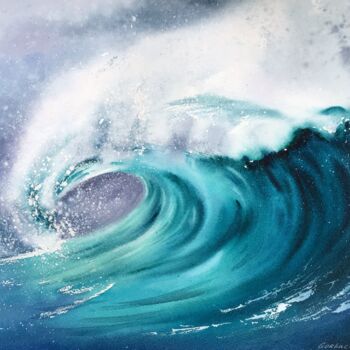 Peinture intitulée "Wave #6" par Eugenia Gorbacheva, Œuvre d'art originale, Aquarelle