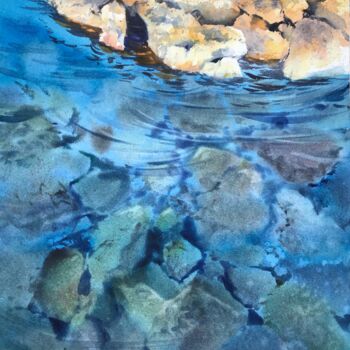 Pittura intitolato "Water and stones" da Eugenia Gorbacheva, Opera d'arte originale, Acquarello