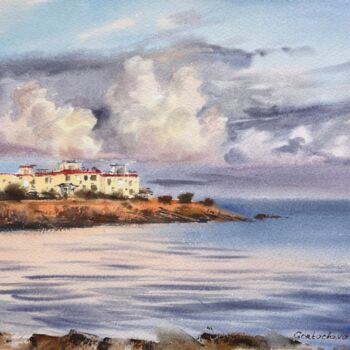 绘画 标题为“Sea coast of Cyprus…” 由Eugenia Gorbacheva, 原创艺术品, 水彩