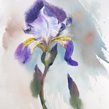 Peinture intitulée "Iris" par Eugenia Gorbacheva, Œuvre d'art originale, Aquarelle