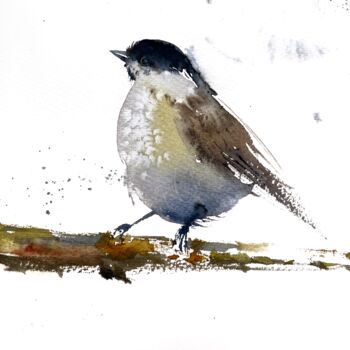 Painting titled "Little bird #4" by Eugenia Gorbacheva, Original Artwork, Watercolor
