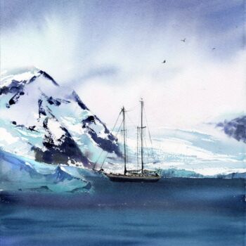 Painting titled "Greenland" by Eugenia Gorbacheva, Original Artwork, Watercolor