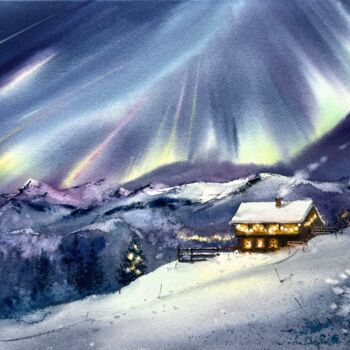 Peinture intitulée "Christmas story #3" par Eugenia Gorbacheva, Œuvre d'art originale, Aquarelle