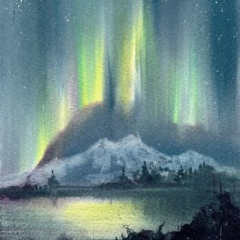 Картина под названием "Northern lights #35" - Eugenia Gorbacheva, Подлинное произведение искусства, Акварель