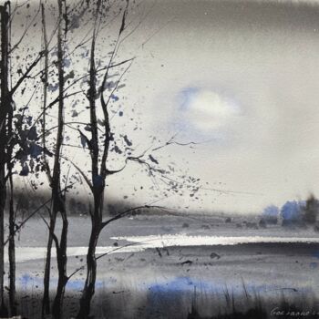Painting titled "In the moonlight" by Eugenia Gorbacheva, Original Artwork, Watercolor