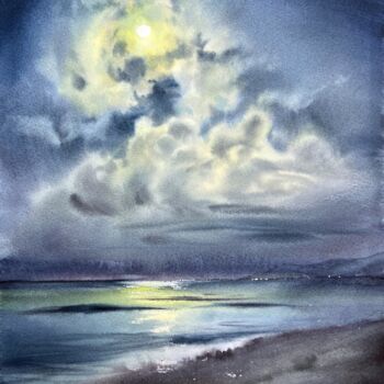 Painting titled "In the moonlight #10" by Eugenia Gorbacheva, Original Artwork, Watercolor