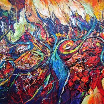 Malerei mit dem Titel "Birds of Paradise" von Eugenia Mangra, Original-Kunstwerk, Öl