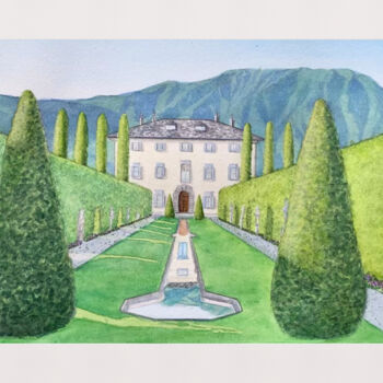 Painting titled "Villa Balbiano" by Eugenia Sternou, Original Artwork, Watercolor