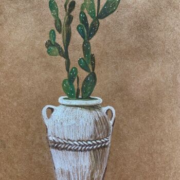 Drawing titled "Cactus" by Eugenie Eremeichuk, Original Artwork, Conté