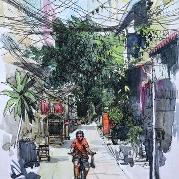 Dibujo titulada "Bangkok" por Eugenie Eremeichuk, Obra de arte original, Acuarela
