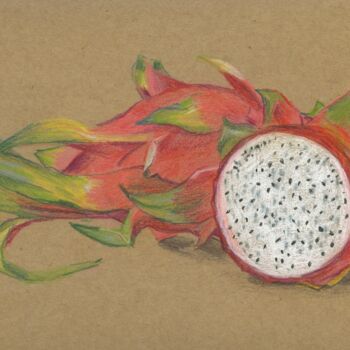 Disegno intitolato "Dragonfruit" da Eugenie Eremeichuk, Opera d'arte originale, Matite colorate
