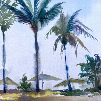 Tekening getiteld "Palm trees 1" door Eugenie Eremeichuk, Origineel Kunstwerk, Aquarel