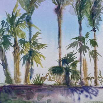 Dessin intitulée "Palm trees 2" par Eugenie Eremeichuk, Œuvre d'art originale, Aquarelle