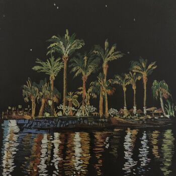 Drawing titled "Night shore" by Eugenie Eremeichuk, Original Artwork, Conté
