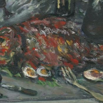 Painting titled "Fish Plateau. Detai…" by Eugine Ginzburg, Original Artwork, Oil