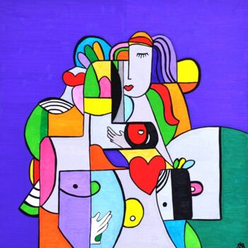 Peinture intitulée "Purple mood" par Euphoria By Syrine, Œuvre d'art originale, Acrylique