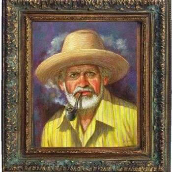 Pintura titulada "viejo campesino" por Eusebio Vidal, Obra de arte original, Oleo