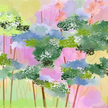 Arte digital titulada "Bosque en primavera" por Carmen López, Obra de arte original