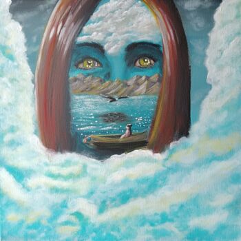 Картина под названием "Simple d'esprit" - Eva Andre, Подлинное произведение искусства, Акрил Установлен на Деревянная рама д…