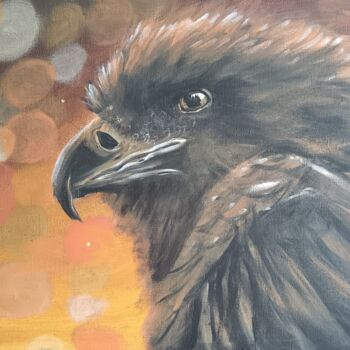Painting titled "Aigle noir" by Eva Andre, Original Artwork, Acrylic Mounted on Wood Stretcher frame