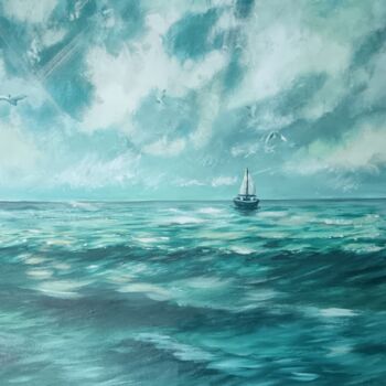 Pintura titulada "Sea" por Eva Andre, Obra de arte original, Acrílico Montado en Bastidor de camilla de madera