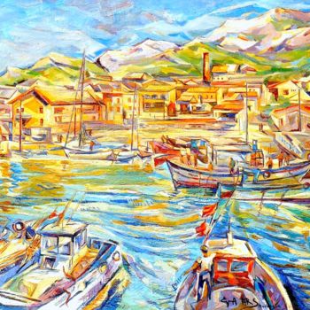 Malerei mit dem Titel "Le port de Madrague…" von Eva Ars, Original-Kunstwerk, Öl
