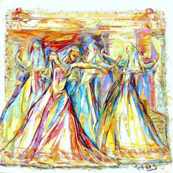 Painting titled "la danse de printem…" by Eva Ars, Original Artwork, Oil