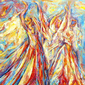 Peinture intitulée "La danse rythmique" par Eva Ars, Œuvre d'art originale, Huile