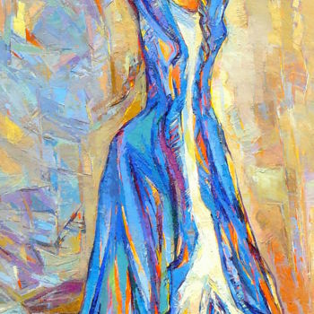 Painting titled "La danseuse en bleu" by Eva Ars, Original Artwork, Oil