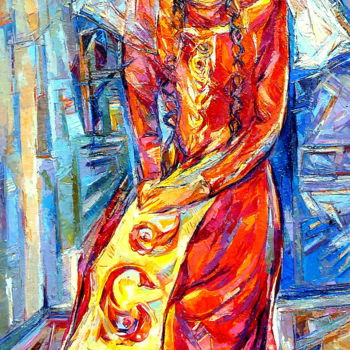 Peinture intitulée "La danseuse avec ec…" par Eva Ars, Œuvre d'art originale, Huile