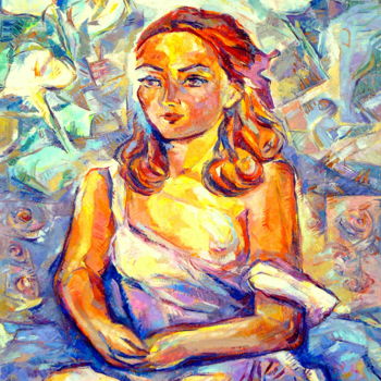 Malerei mit dem Titel "Sandra" von Eva Ars, Original-Kunstwerk, Öl
