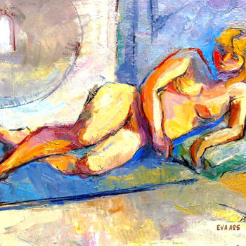 Schilderij getiteld "Nu alongé" door Eva Ars, Origineel Kunstwerk, Olie