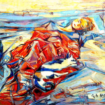 Malerei mit dem Titel "La sieste" von Eva Ars, Original-Kunstwerk, Öl