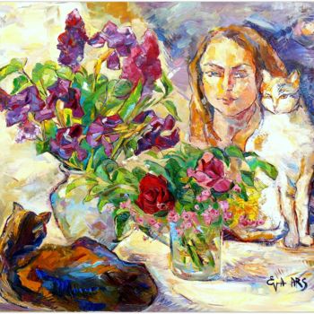 Painting titled "Le bouquet la jeun…" by Eva Ars, Original Artwork, Oil