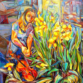 Malerei mit dem Titel "La jeune fille et l…" von Eva Ars, Original-Kunstwerk, Öl
