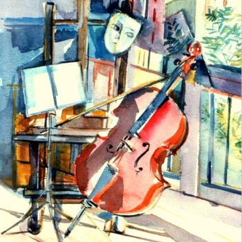 Painting titled "La musique dans l'e…" by Eva Ars, Original Artwork, Watercolor