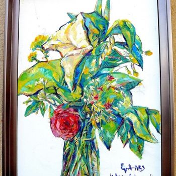 Malarstwo zatytułowany „Le bouquet de jardin” autorstwa Eva Ars, Oryginalna praca, Olej