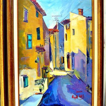 Painting titled "Une rue de village…" by Eva Ars, Original Artwork, Oil