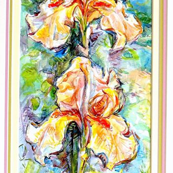 Peinture intitulée "Les  irises Fleurie" par Eva Ars, Œuvre d'art originale, Aquarelle