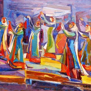 Painting titled "La Danse des moucho…" by Eva Ars, Original Artwork, Oil