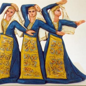 Ζωγραφική με τίτλο "Les Trois danseuses" από Eva Ars, Αυθεντικά έργα τέχνης, Πηλός
