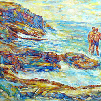 Painting titled "la      mer" by Eva Ars, Original Artwork, Oil
