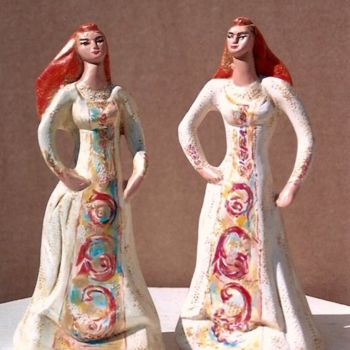 Skulptur mit dem Titel "les figurines en sc…" von Eva Ars, Original-Kunstwerk, Keramik
