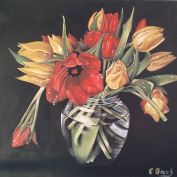 Schilderij getiteld "Blossoms of Serenity" door Eva Bazhenova, Origineel Kunstwerk, Olie