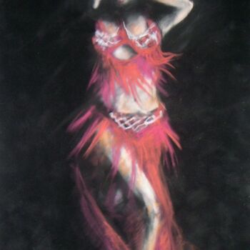 Drawing titled "Dancer / Táncosnő" by Eva Bodnar, Original Artwork, Pastel