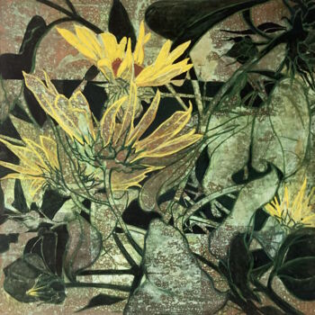 Ζωγραφική με τίτλο "Sunflower" από Eva Buchmuller, Αυθεντικά έργα τέχνης, Ακρυλικό Τοποθετήθηκε στο Χαρτόνι