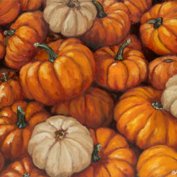 Malarstwo zatytułowany „Pumpkins” autorstwa Eva Chen, Oryginalna praca, Olej