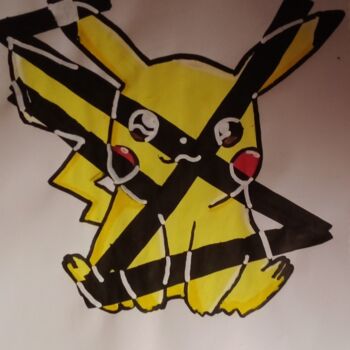 Desenho intitulada "Pikachu en X-Ray" por Eva Fercot, Obras de arte originais, Marcador